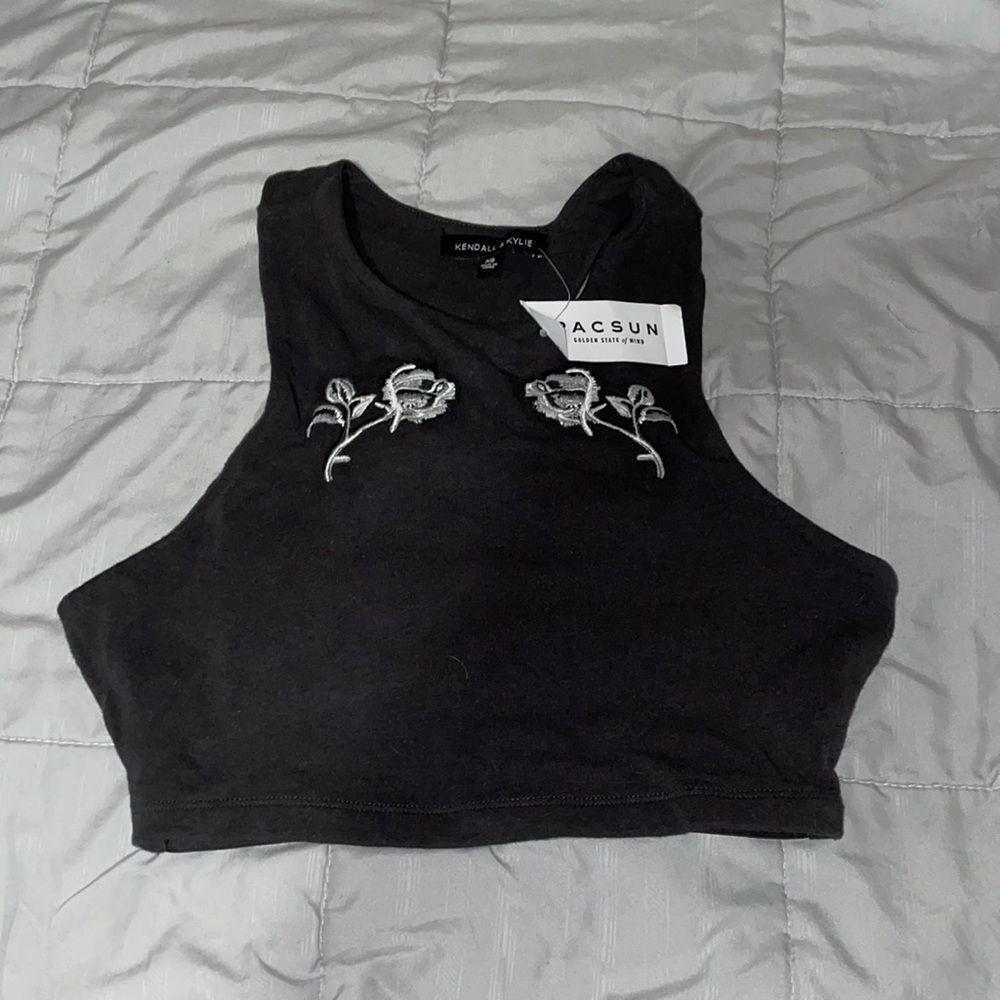 Kendall & Kylie Embroidered Crop Tank